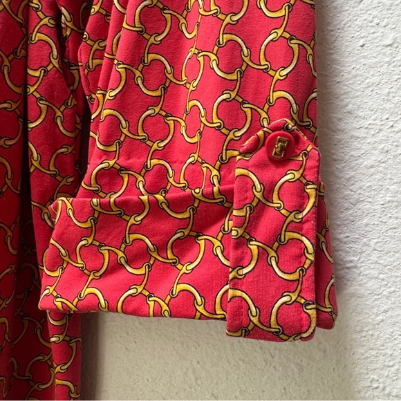 Charter Club Red and Yellow Chain Pattern Blouse - Picture 2 of 8